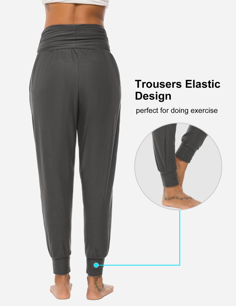 DIBAOLONG Womens Yoga Sweatpants Loose Workout Joggers Pants Comfy Lounge Pants with Pockets Dark Gray XL - Image 5